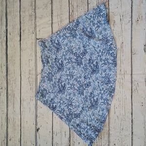Talbots Woman Blue White Floral Print Cotton Blend Circle Aline Skirt 1X